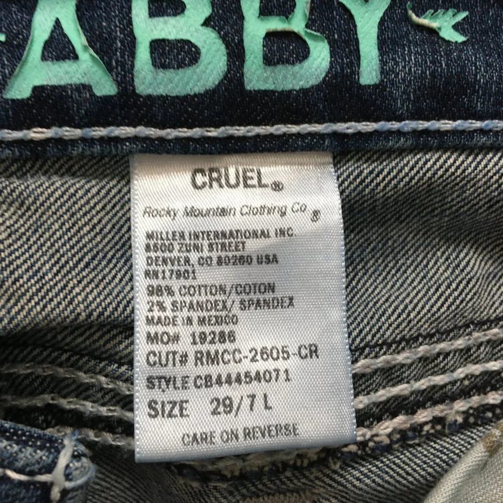 Cruel Jeans Womens 29/7 Long Low Rise Dark Wash Denim Stretch Abby 32x33‎
